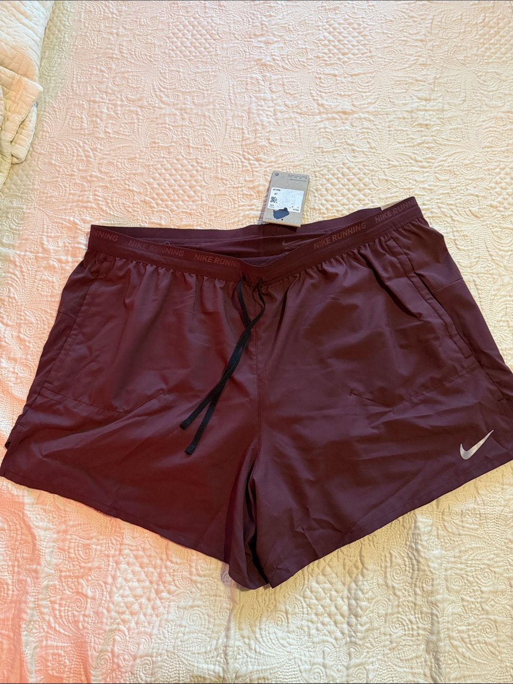 Nike Men’s Athletic Shorts - Burgundy with Black Drawstring